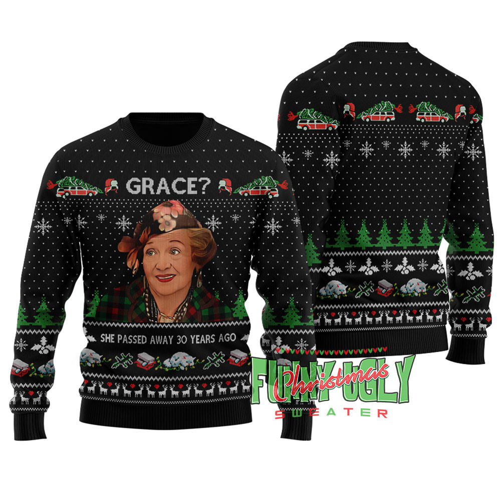 Funny Grace The Blessing Ugly Christmas Sweater Black Cute Christmas Sweatshirt for Holiday Spirit