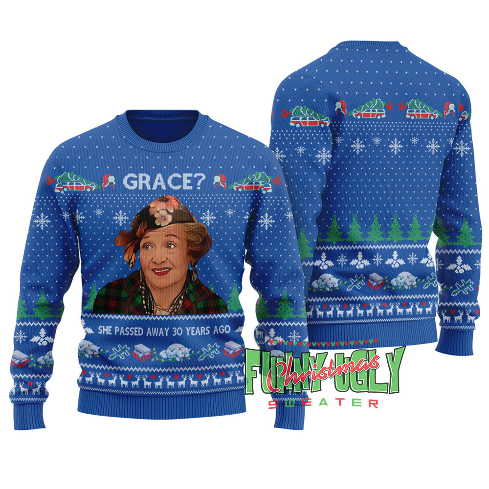 Funny Grace The Blessing Ugly Christmas Sweater Royal Warm Winter Sweater to Brighten Your Holidays