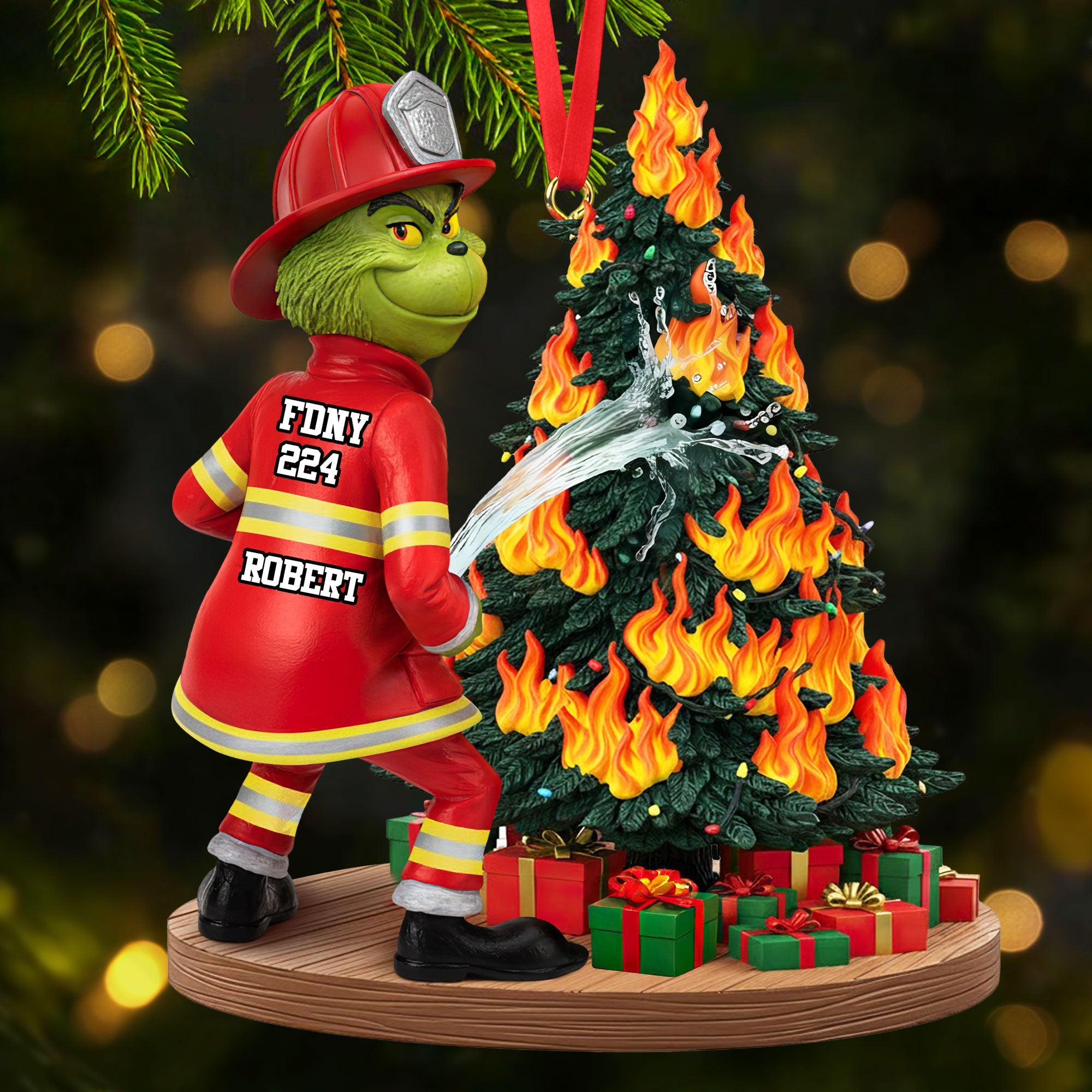 Funny Green Firefighter Ornament - Personalized Gifts For Firefighter - Xmas Home Decoration Gift Funny Green Firefighter Ornament - Personalized Gifts For Firefighter - Xmas Home Decoration Gift