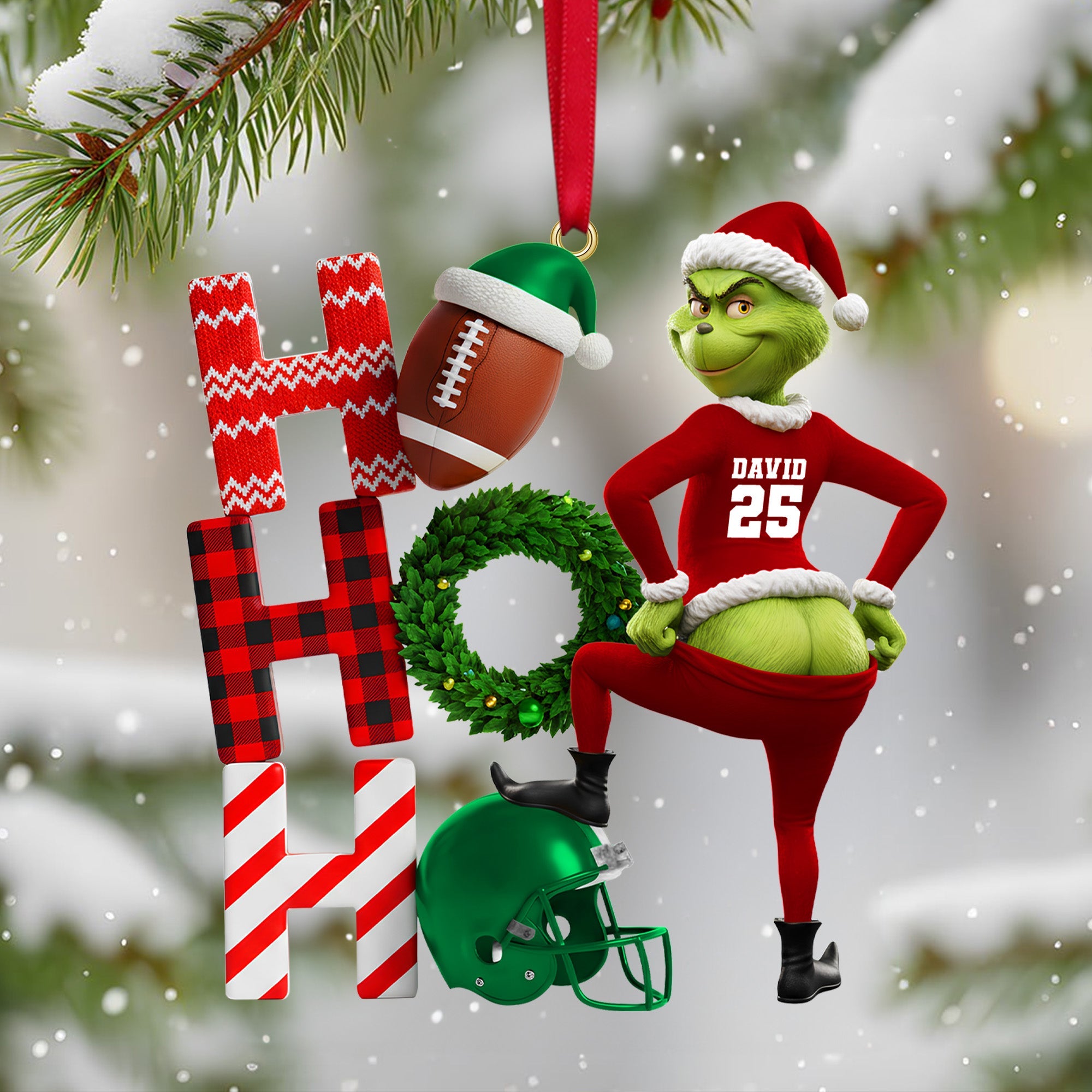 Funny Green Monster Santa Sport Lover Ornament - Personalized Gift For Sport Lover Ornament - Funny Christmas Ornament Gift