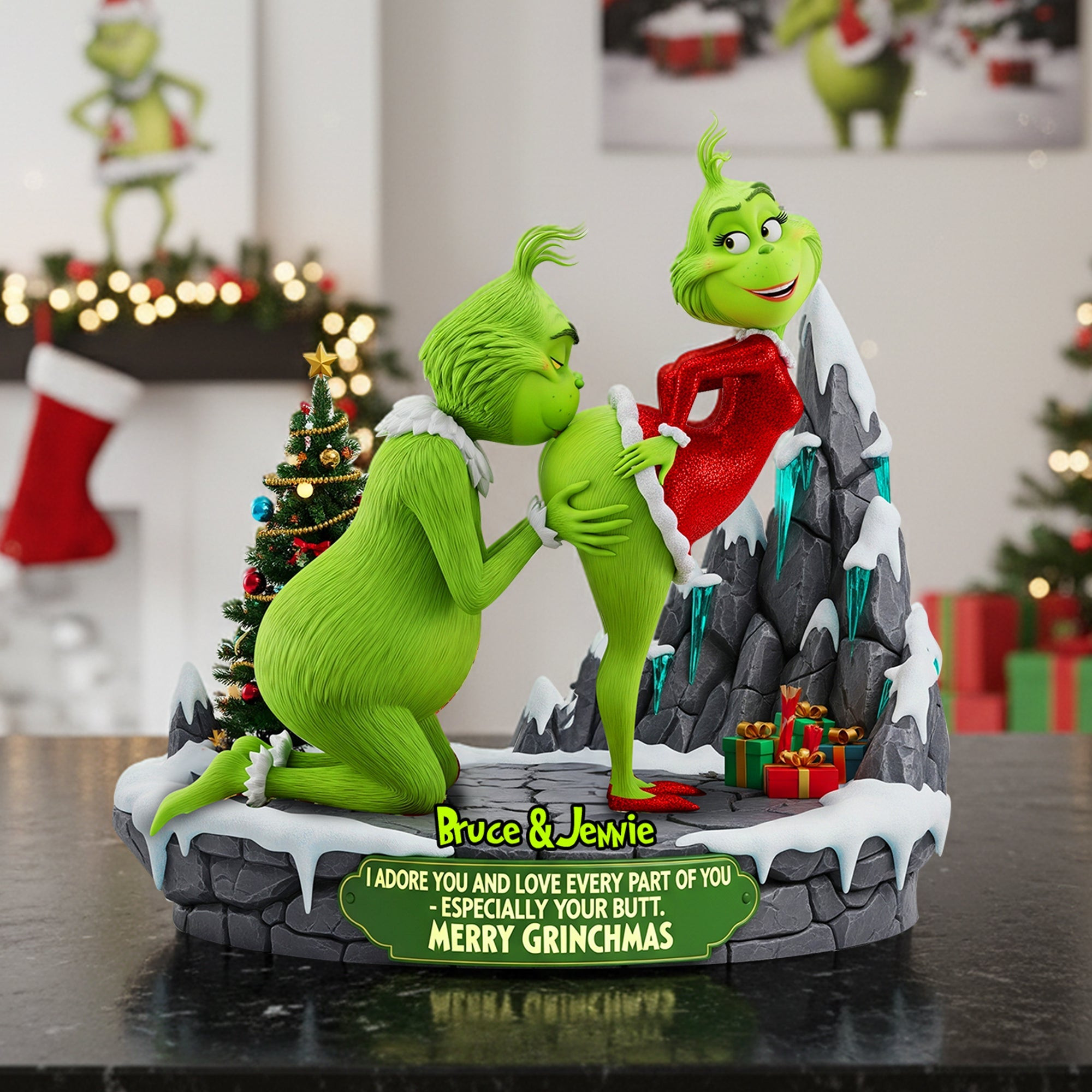 Funny Green Monsters Acrylic Plaque- Personalized Gifts for Couple - Awkward Christmas Gifts For Him