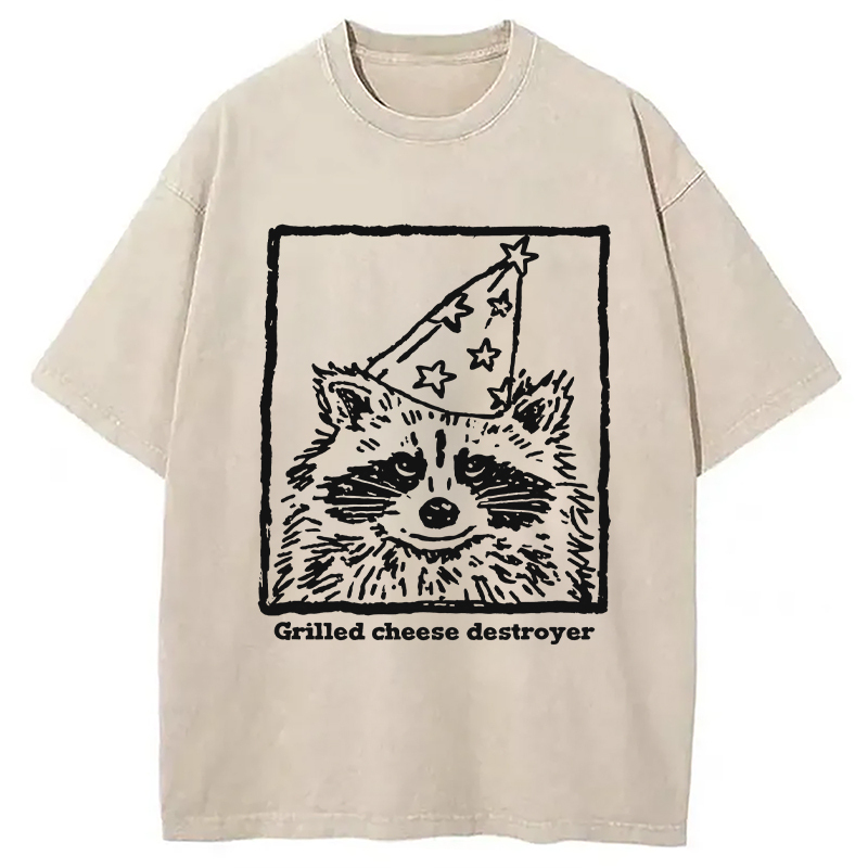 Funny Grilled Cheese Destroyer Washed T-Shirt Soft Comfortable Daily T Shirt Gifts For BFF Funny Grilled Cheese Destroyer Washed T-Shirt Soft Comfortable Daily T Shirt Gifts For BFF