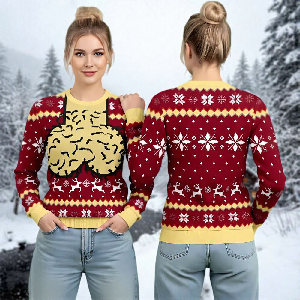 Funny Hair Design Christmas Sweater Xmas Themed Dark Humour Christmas Jumpers