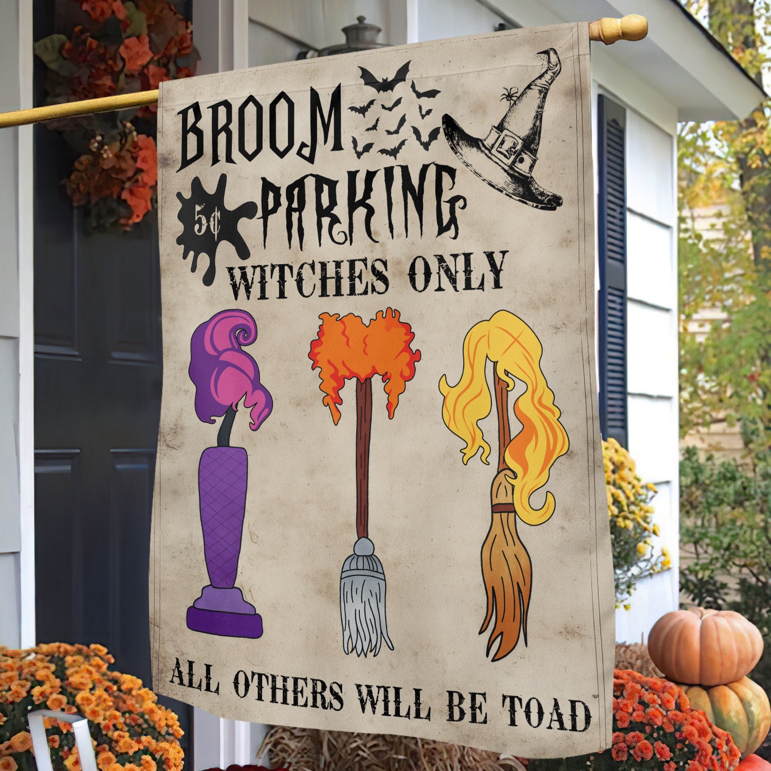 Funny Halloween Witch Garden Flag Broom Parking Witches Only Spooky Season Gift For Witch Lovers