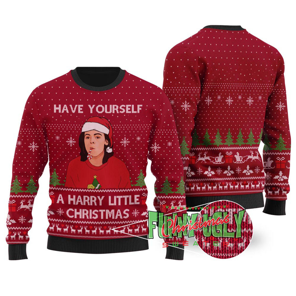 Funny Harry Style Ugly Christmas Sweater Cardinal Red Custom Holiday Sweater Merch That Warms the Heart