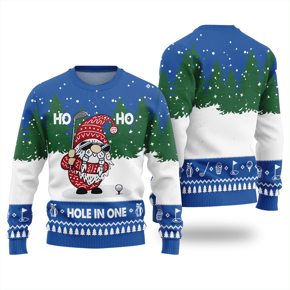 Funny Hole In One Gnome Golf Ugly Christmas Sweater Perfect Gift Sweater for Friends and Family