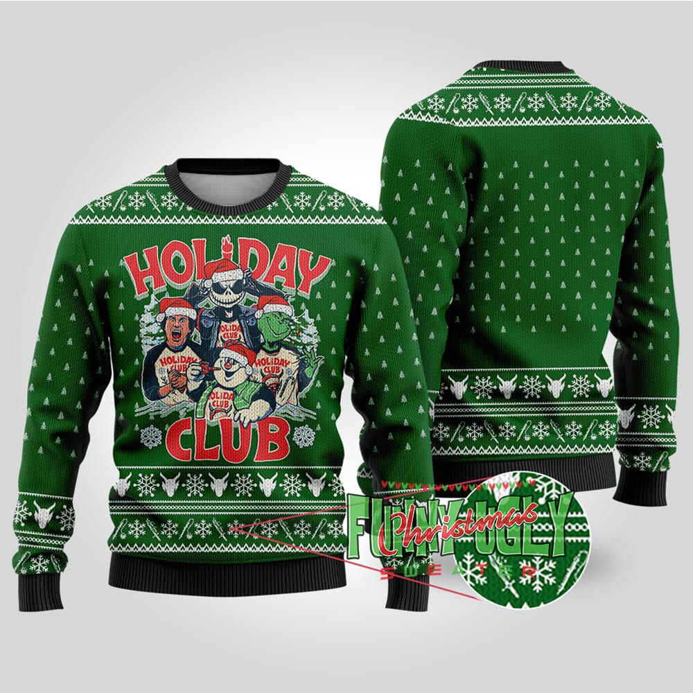 Funny Holiday Club Christmas Sweater Forest Green Perfect Merch Gift for the Christmas Season