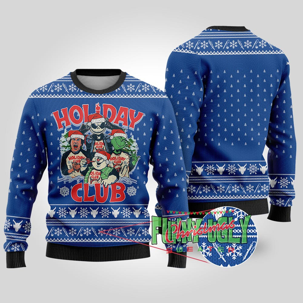 Funny Holiday Club Christmas Sweater Royal Cozy Christmas Sweater for Holiday Season