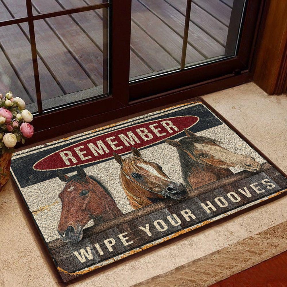 Funny Horse Doormat Remember Wipe Your Hooves