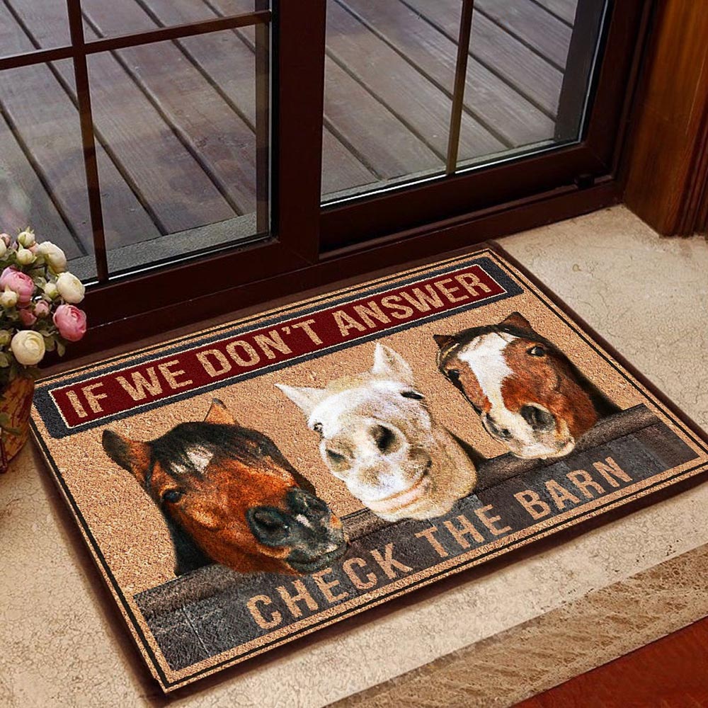 Funny Horse Doormat Three Horses