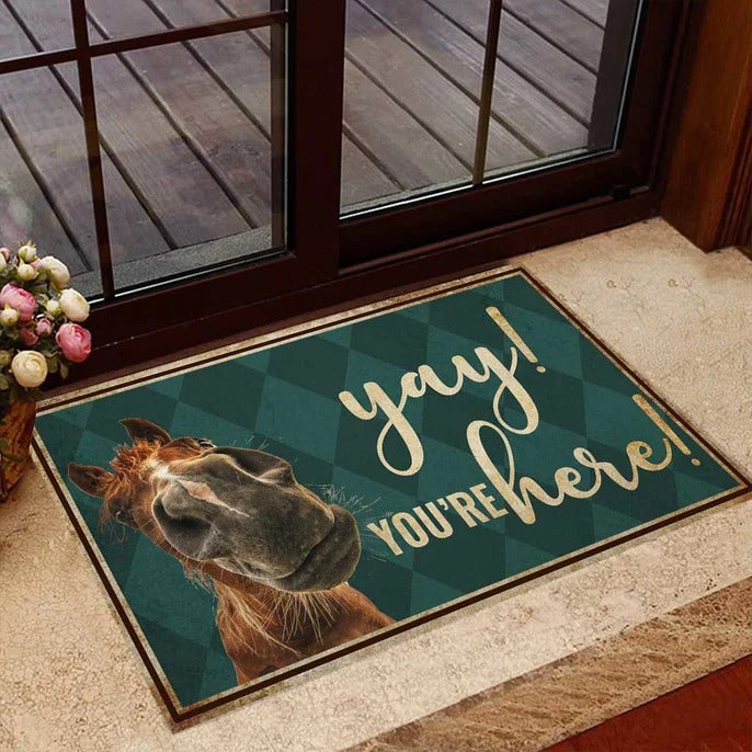 Funny Horse Doormat Yay You Are Here Doormat