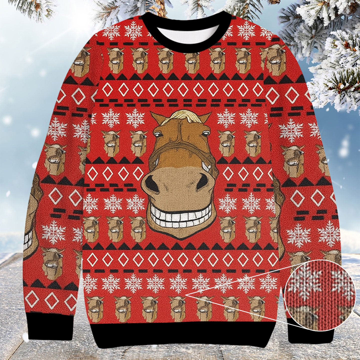 Funny Horse Meme Christmas Ugly Sweater Cute Xmas Clothes Gifts For Horse Lovers