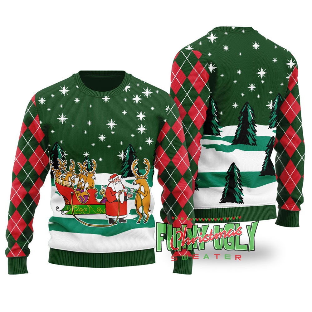 Funny Hyperid Sleigh Ugly Christmas Sweater Forest Green Special Merch Gift Idea for Festive Celebrations