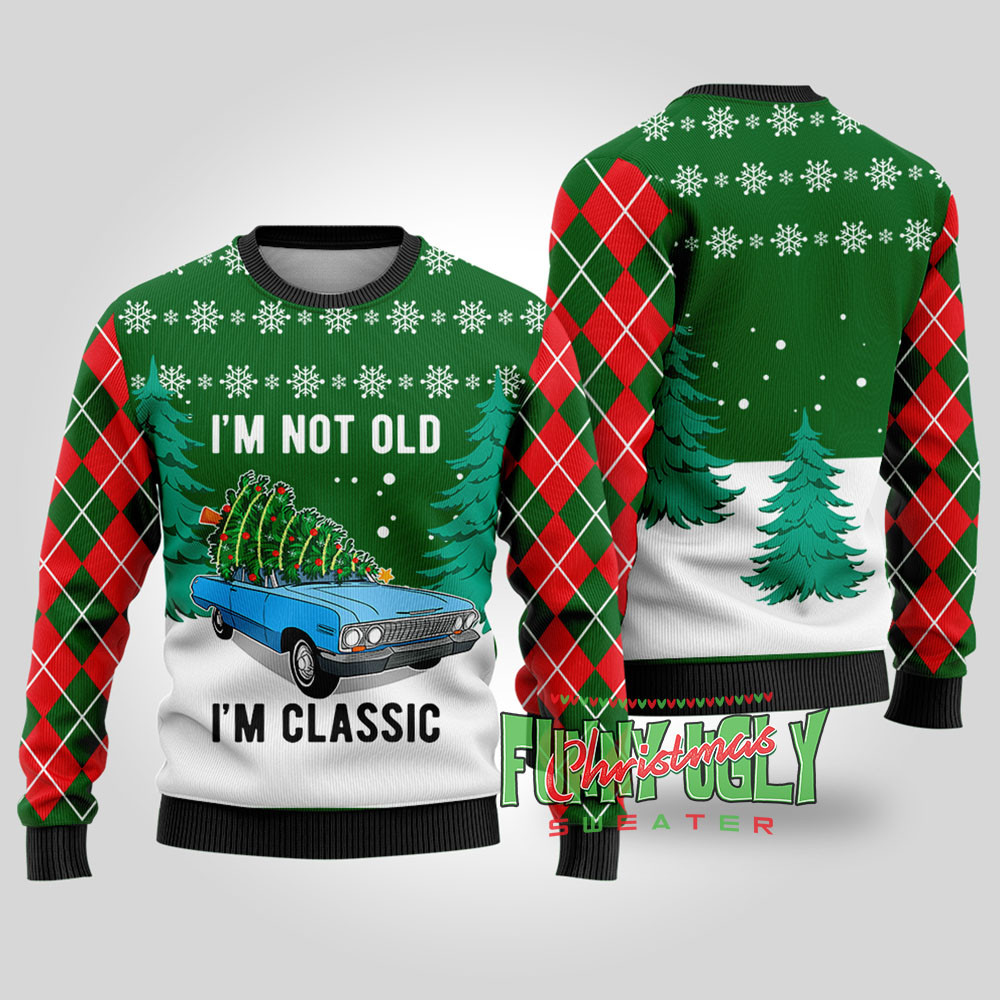 Funny I Am Classic Ugly Christmas Sweater Forest Green Funny Xmas Sweater for Ugly Sweater Parties