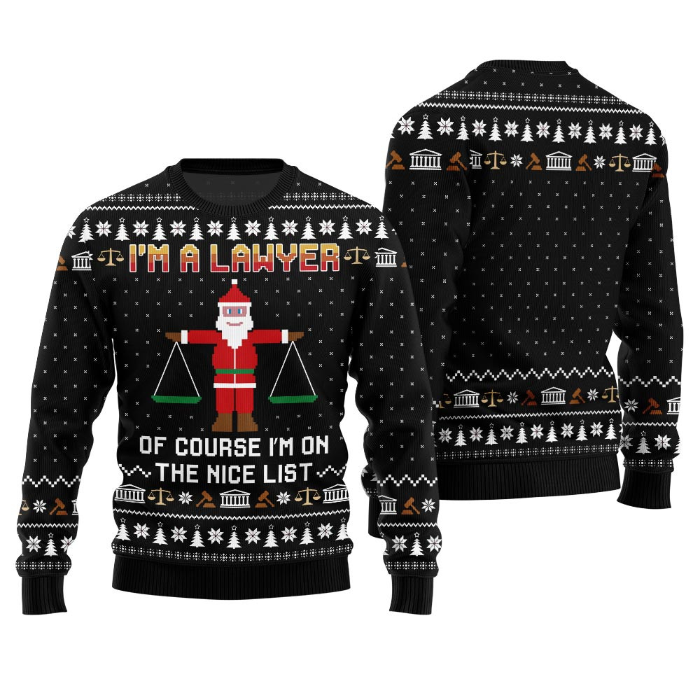 Funny I Am Lawyer Ugly Christmas Sweater Black Classic Holiday Sweater for Festive Looks