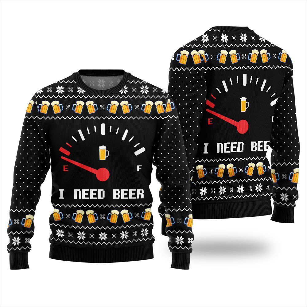 Funny I Need Beer Ugly Christmas Sweater Warm Winter Sweater to Brighten Your Holidays