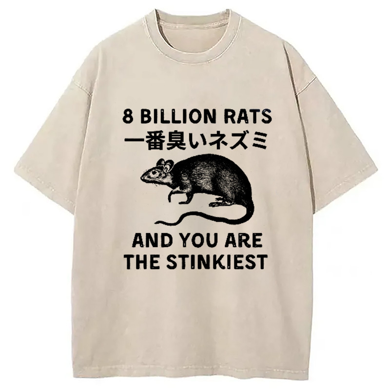 Funny Japanese Rat Washed T-Shirt Minimal Retro Graphic Clothing Gifts For Him