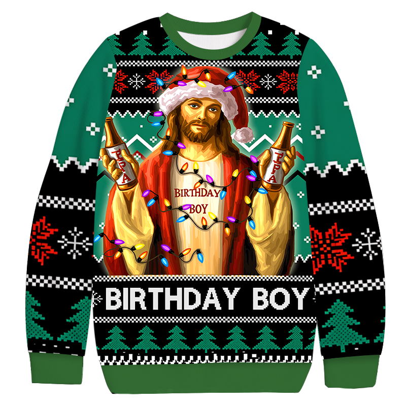 Funny Jesus Birthday Christmas Ugly Sweatshirt Holiday Joke Gift Idea