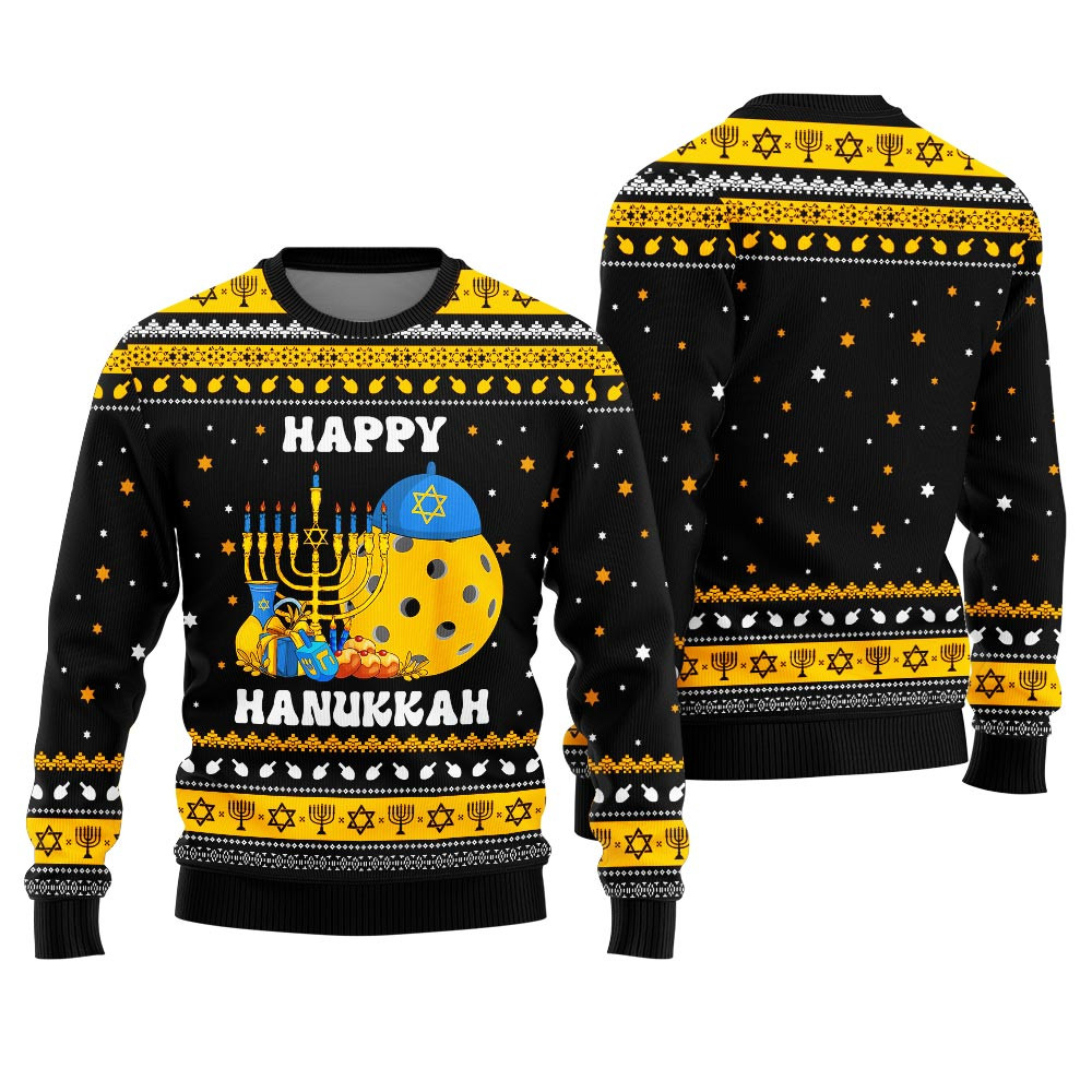 Funny Jewish Pickleball Ball Ugly Sweater Comfortable Holiday Sweater for Chilly Nights
