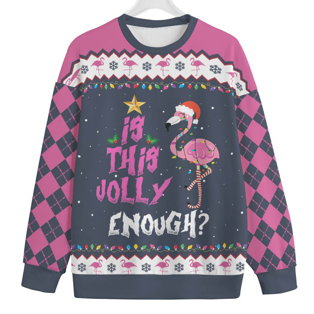 Funny Jolly Flamingo Mens Big And Tall Christmas Sweater Unique Holiday Merch Gift for Home and Family