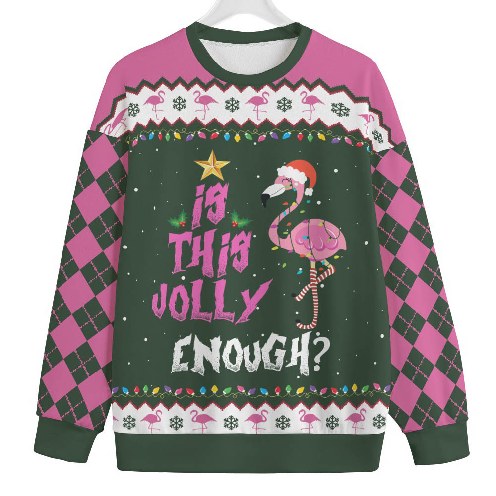 Funny Jolly Flamingo Plus Size Womens Ugly Christmas Sweater Custom Holiday Sweater Merch That Warms the Heart