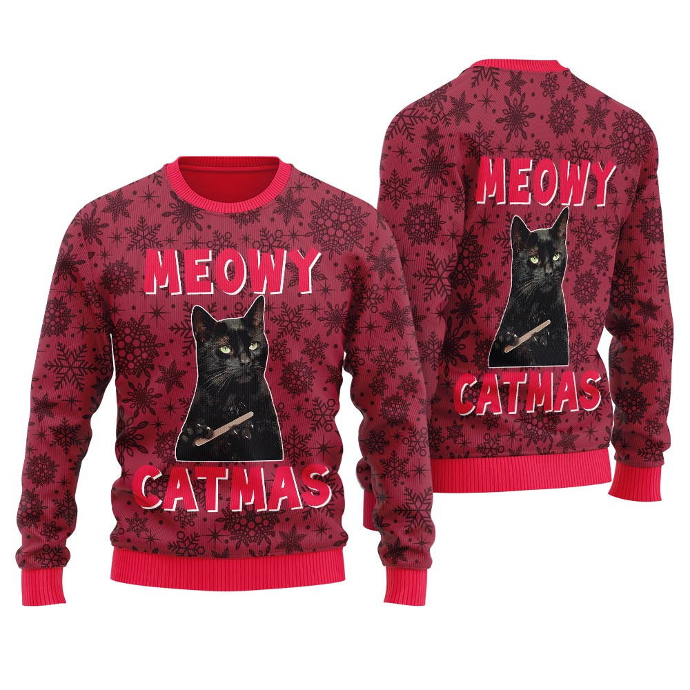 Funny Judging Cat Mens Ugly Christmas Sweater Seasonal Gift Merch for Cozy Christmas Vibes
