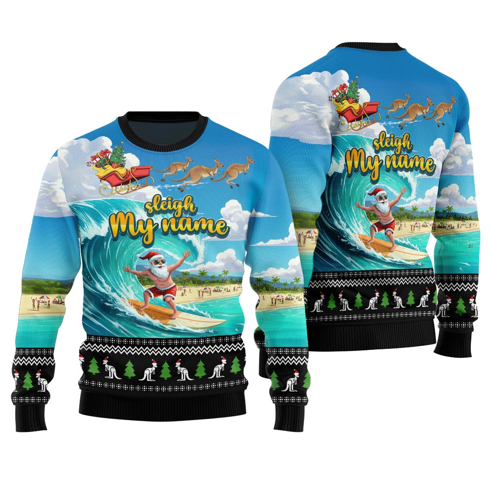 Funny Kangaroo Sleigh Ride Goes Australia Ugly Christmas Sweater Thoughtful Winter Gift Merch for Special Moments