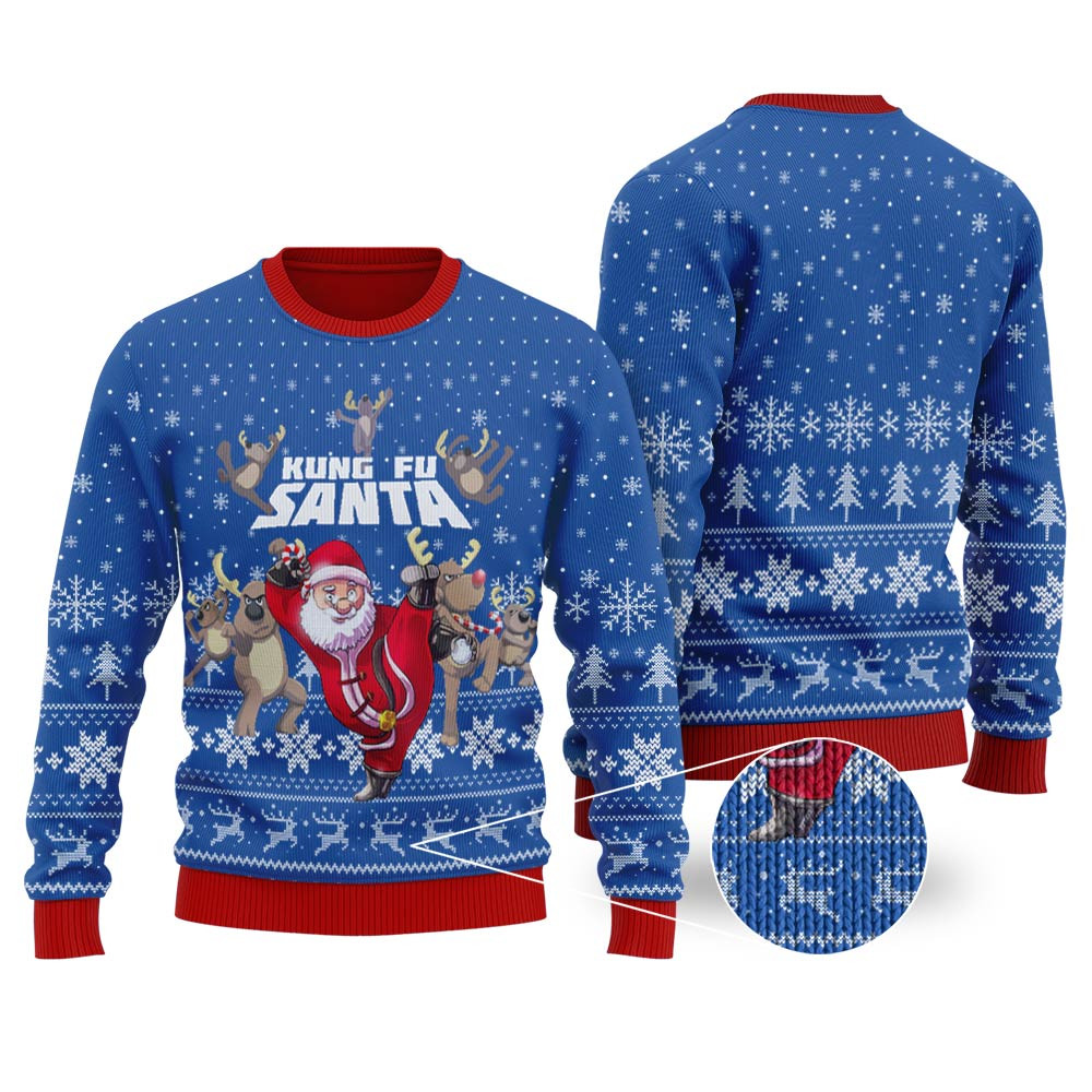 Funny Kungfu Santa Royal Ugly Christmas Sweater Holiday Merch That Makes a Perfect Christmas Gift