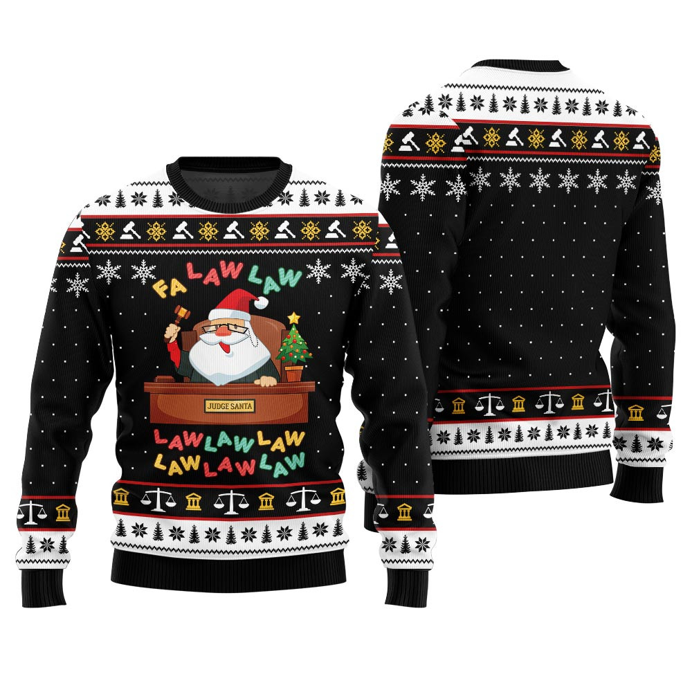 Funny Lawyer Fa Law Law Ugly Christmas Sweater Black Casual Winter Sweatshirt for Daily Comfort