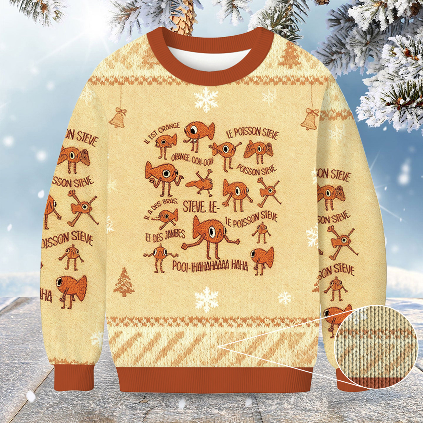 Funny Le Poisson Steve Christmas Ugly Sweater Xmas Clothing Christmas Gifts For Music Lovers