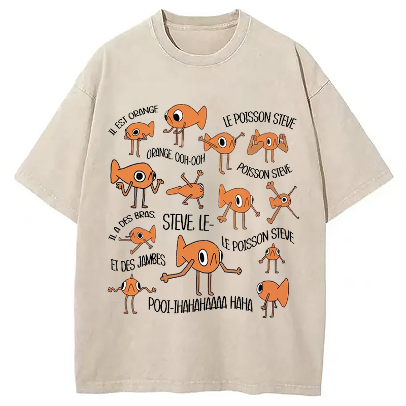 Funny Le Poisson Steve Washed T-Shirt Trendy Everyday Casual Outfit Gifts For Sister Funny Le Poisson Steve Washed T-Shirt Trendy Everyday Casual Outfit Gifts For Sister