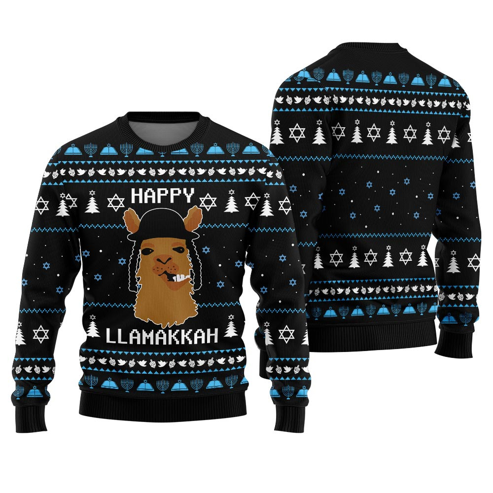 Funny Llamakkah Ugly Hanukkah Sweater Best Christmas Merch Gift for Family and Friends