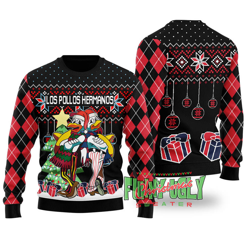 Funny Los Pollos Hermanos Ugly Christmas Sweater Black Meaningful Holiday Gift Merch to Show You Care