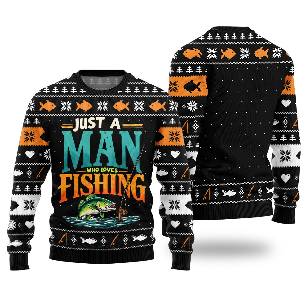 Funny Lover Fishing Ugly Christmas Sweater Classic Holiday Sweater for Festive Looks