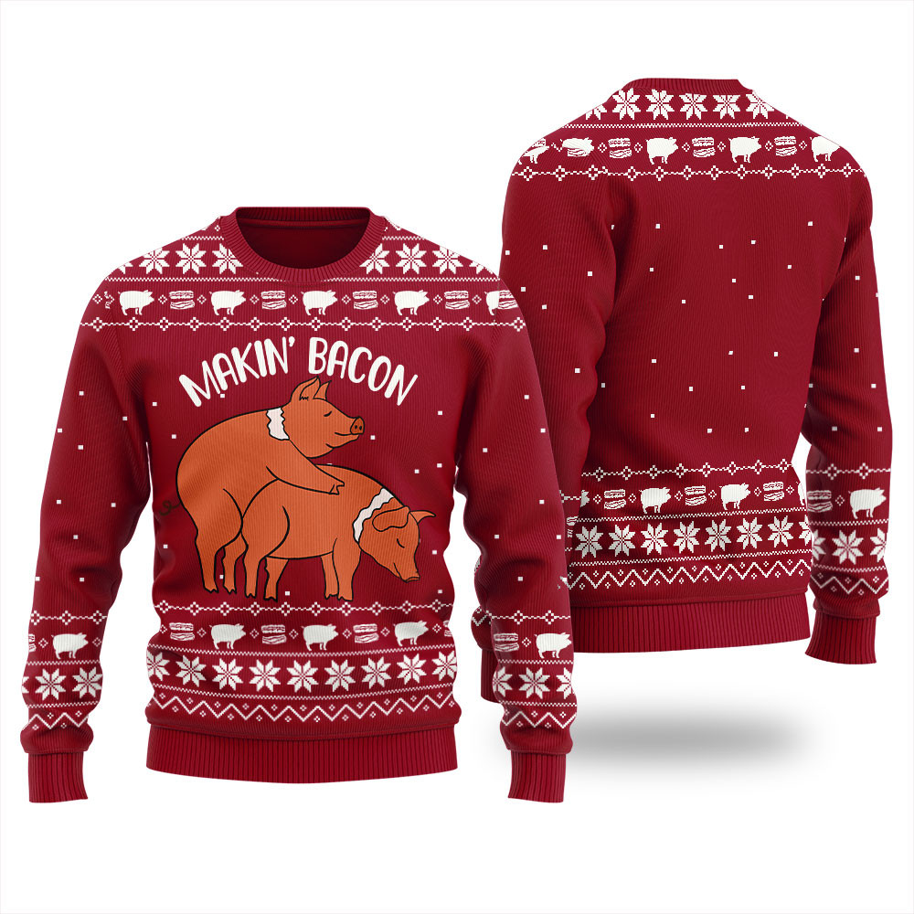 Funny Making Bacon Christmas Sweater Custom Holiday Sweater Merch That Warms the Heart