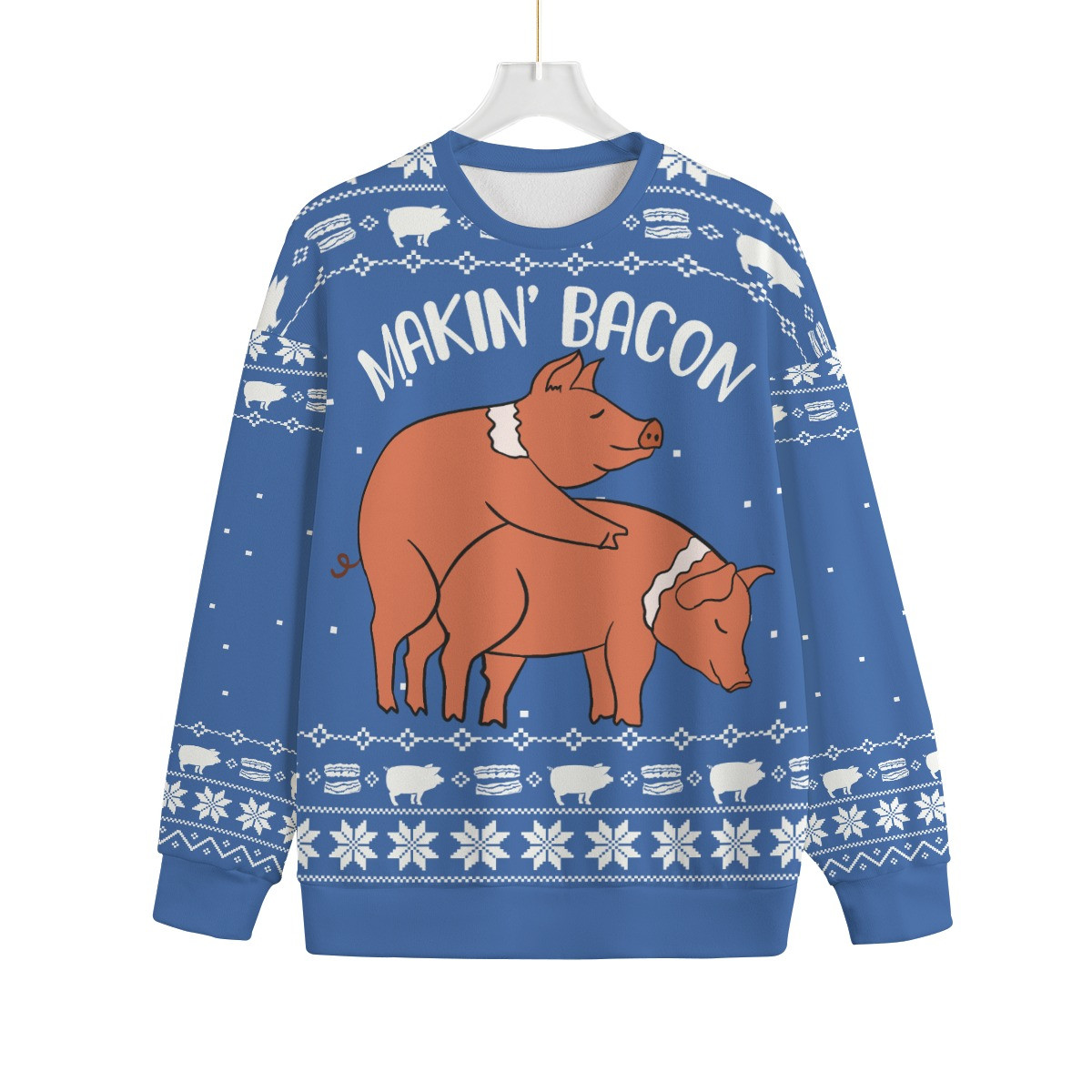 Funny Making Bacon Ugly Christmas Sweater Plus Size For Men And Women Soft Cotton Sweatshirt for Winter Comfort