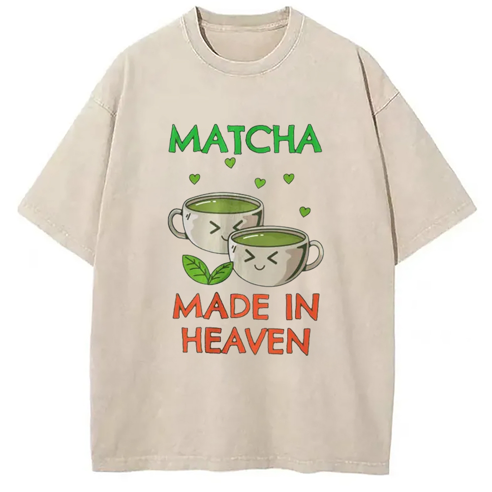 Funny Matcha Washed T-Shirt Funny Aesthetic Trendy Apparel Gifts For Him