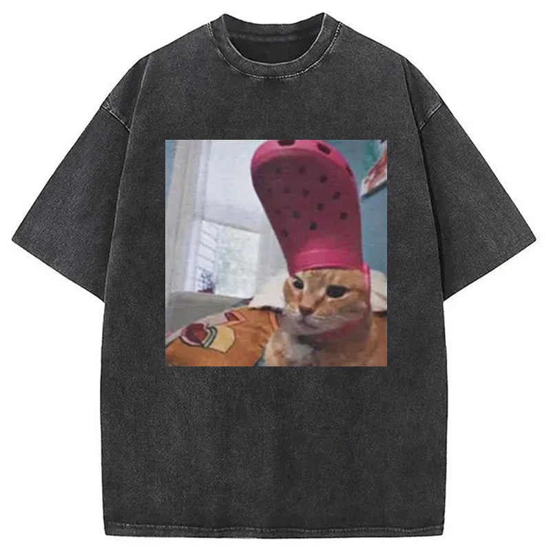 Funny Meme Cat Unique Statement Washed T-Shirt Cool Graphic Tee For Men Women Gifts For BFF Funny Meme Cat Unique Statement Washed T-Shirt Cool Graphic Tee For Men Women Gifts For BFF