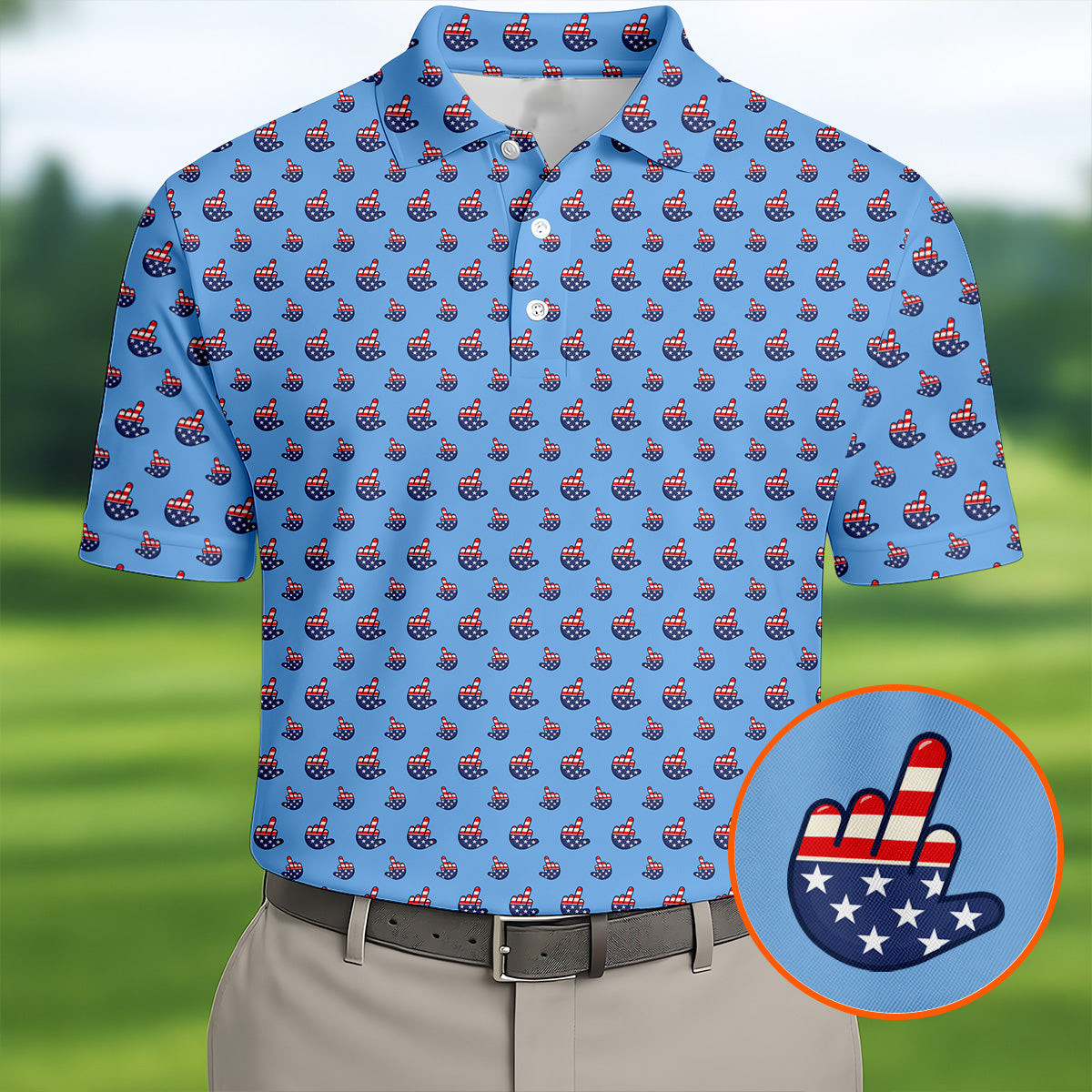 Funny Middle Finger Patriotic Golf Polo Shirt Golf Wear For Men Awesome Golf Gifts