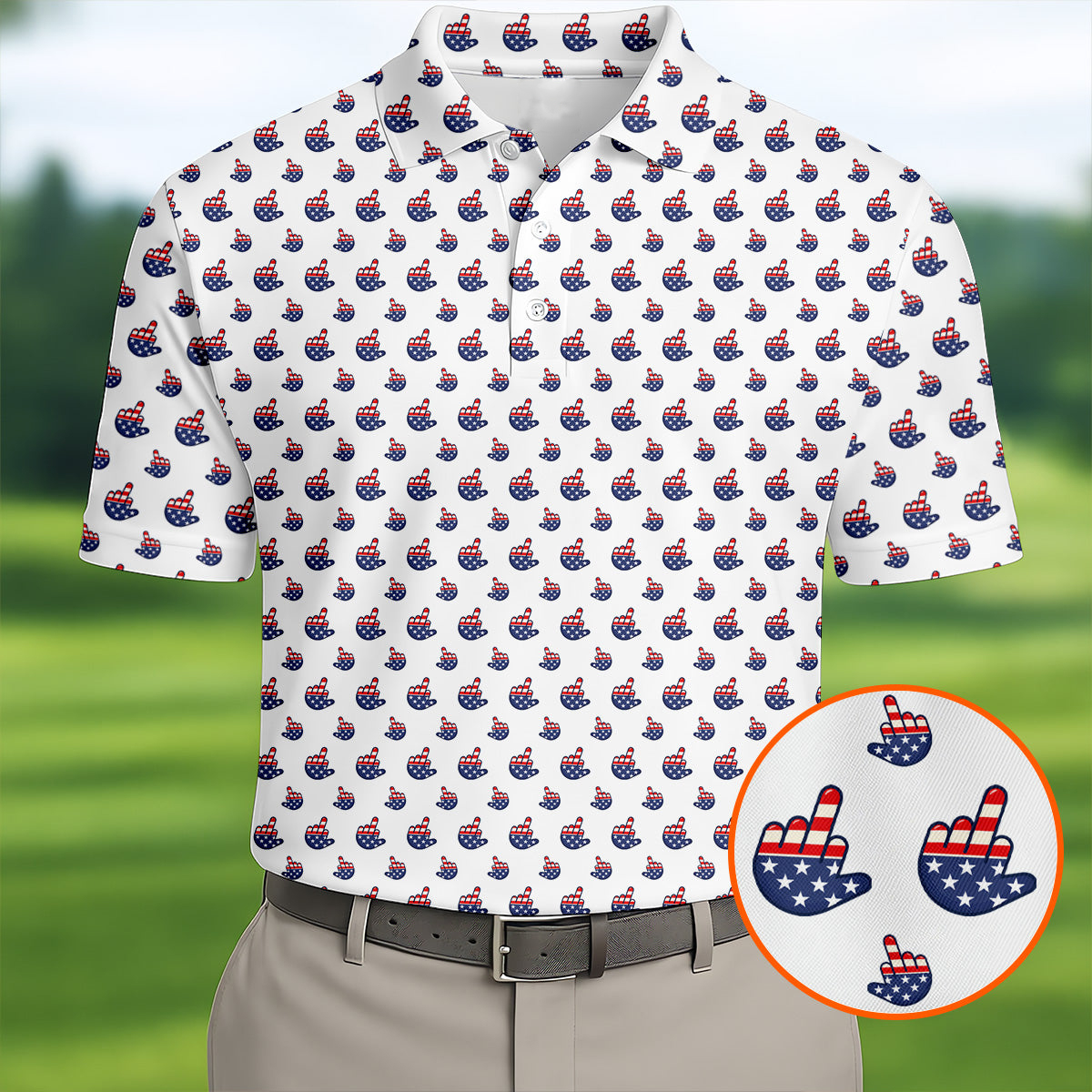 Funny Middle Finger Patriotic Golf Polo Shirt Golf Wear For Men Top Gifts For A Golfer