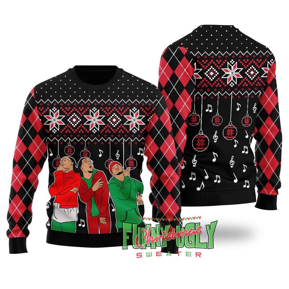 Funny Migos Ugly Christmas Sweater Black Casual Winter Sweatshirt for Daily Comfort