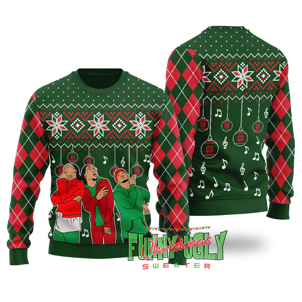 Funny Migos Ugly Christmas Sweater Forest Green Perfect Merch Gift for the Christmas Season
