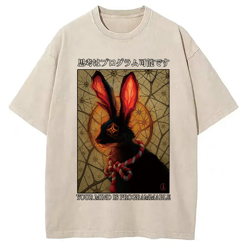 Funny Mind Is Programmable Rabbit Washed T-Shirt Everyday Comfort Graphic Shirt Gifts For Besties Funny Mind Is Programmable Rabbit Washed T-Shirt Everyday Comfort Graphic Shirt Gifts For Besties