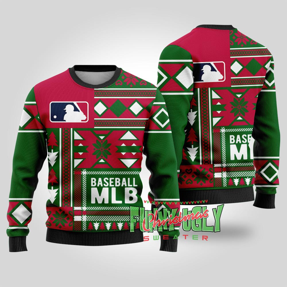 Funny Mlb Baseball Christmas Sweater Forest Green Soft Cotton Sweatshirt for Winter Comfort