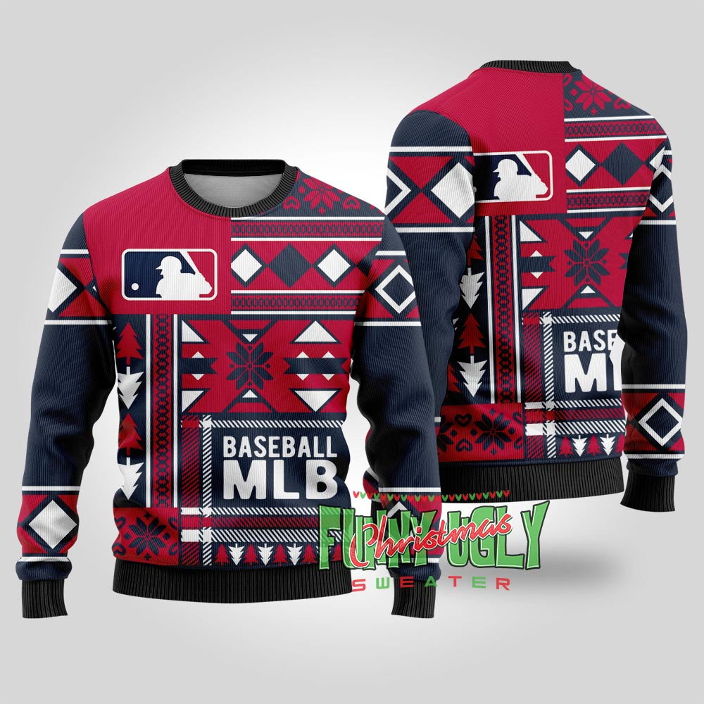 Funny Mlb Baseball Christmas Sweater Navy Personalized Christmas Sweatshirt Gift for Family