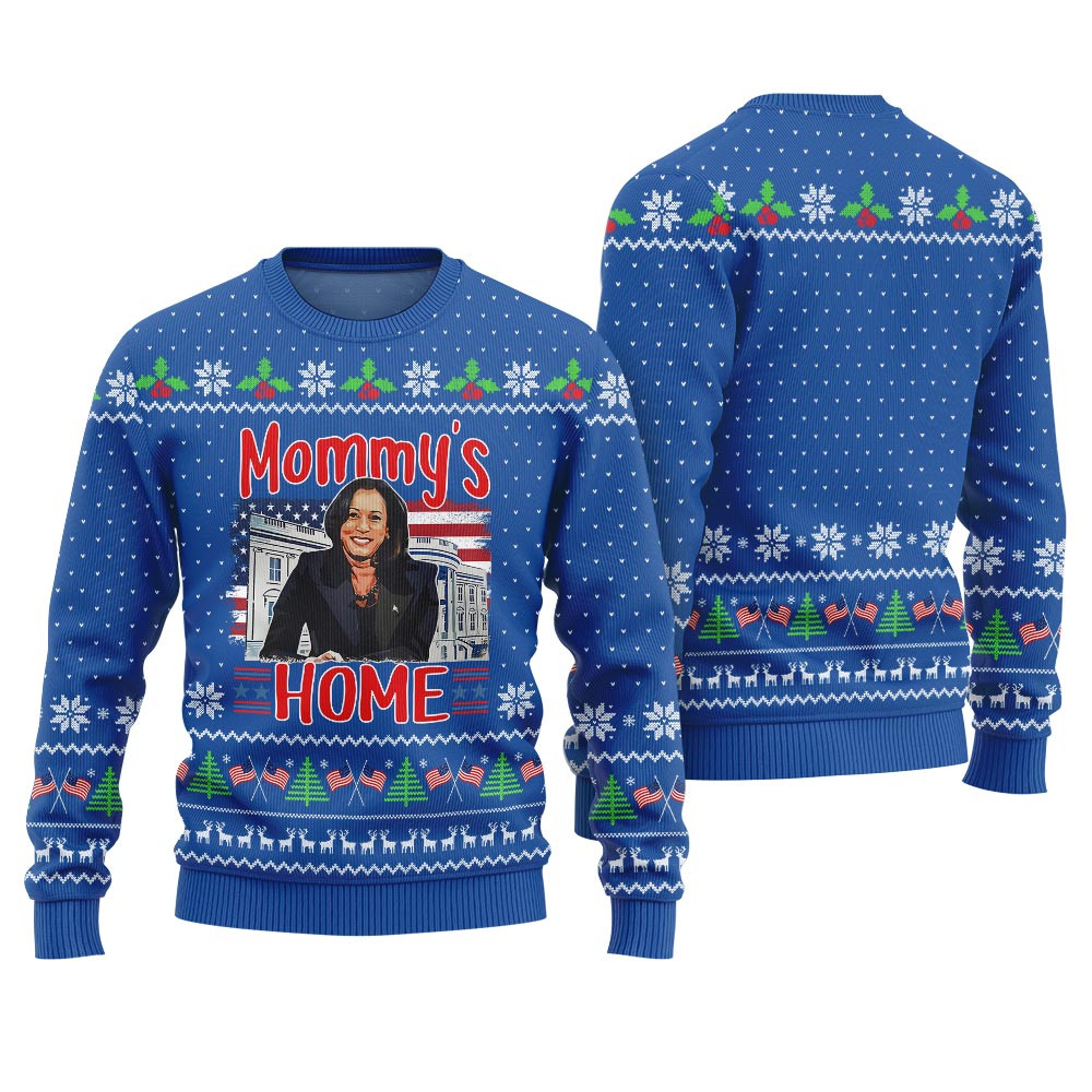 Funny Mommys Home Kamala Harris Xmas Sweater Royal Special Merch Gift Idea for Festive Celebrations