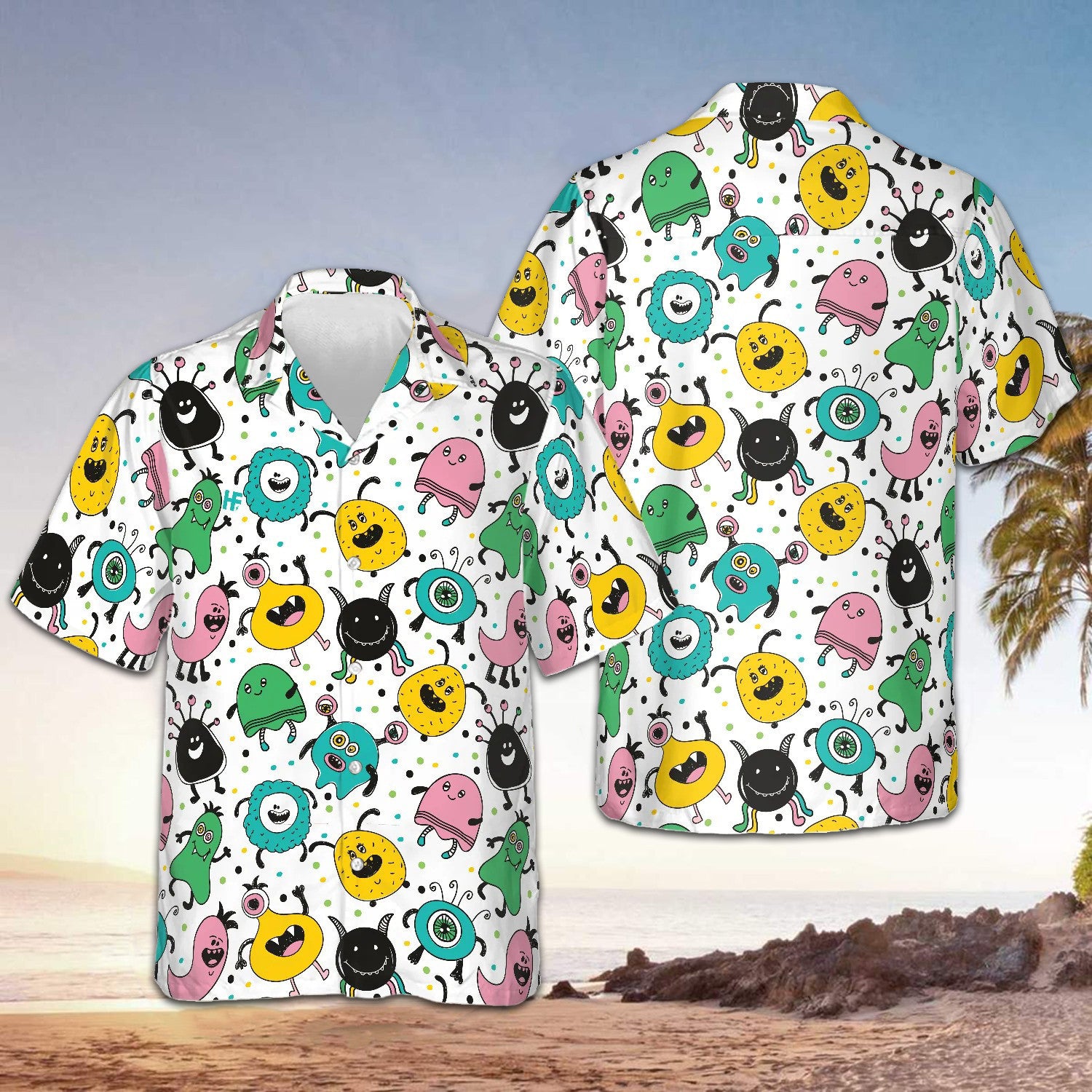 Funny Monsters Hawaiian Shirt Summer Short Sleeve Shirts Gifts For Boyfriend