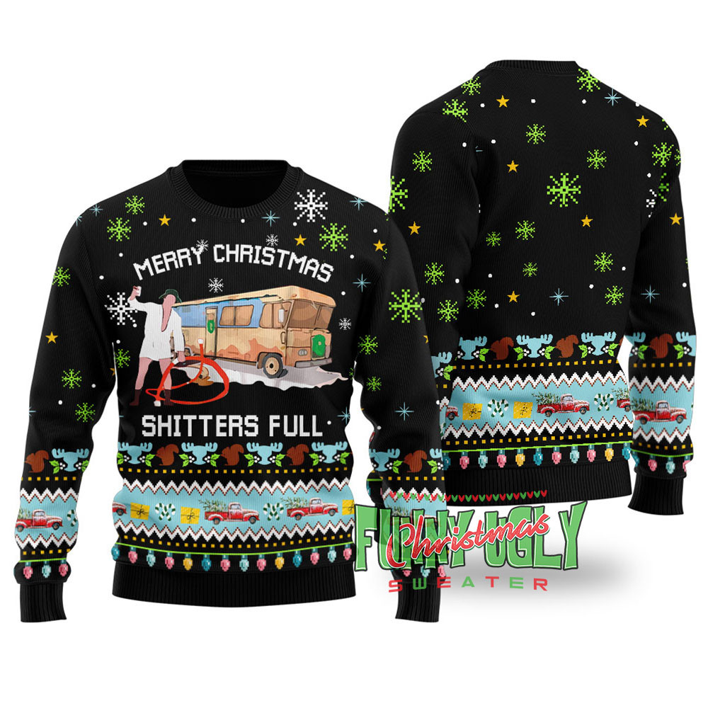 Funny National Lampoon Shitters Full Christmas Sweater Black Perfect Winter Merch Gift for the Holiday Spirit
