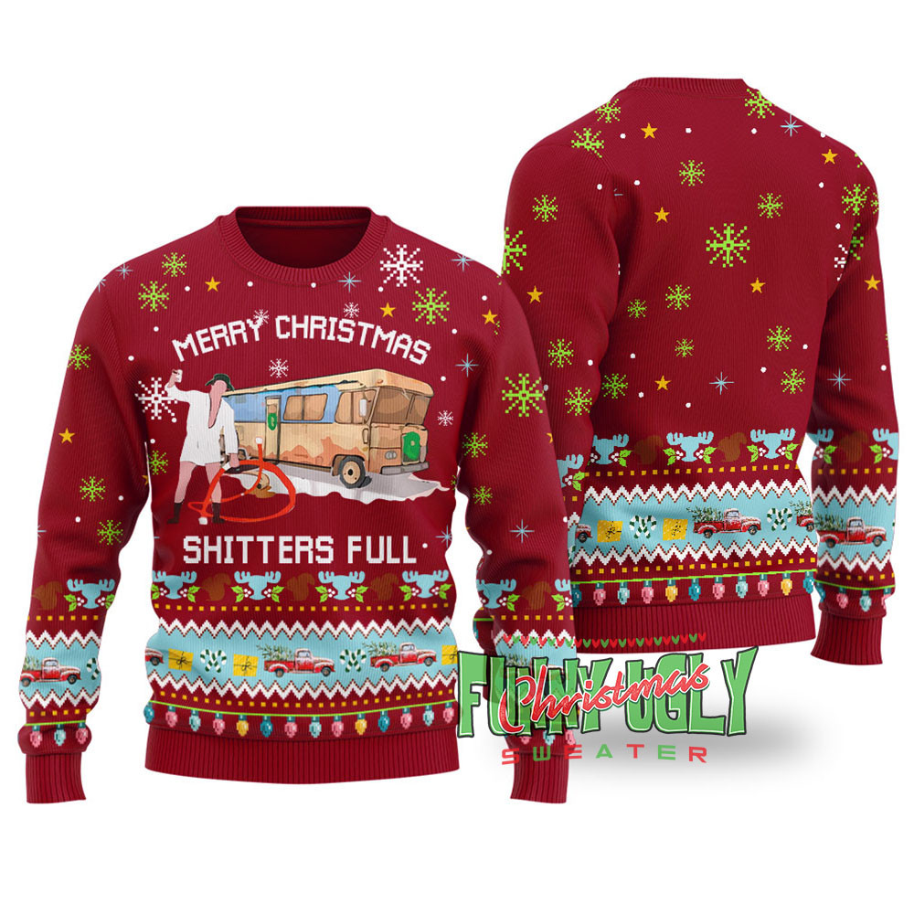 Funny National Lampoon Shitters Full Christmas Sweater Cardinal Red Christmas Merch Gift That Brings Joy and Warmth