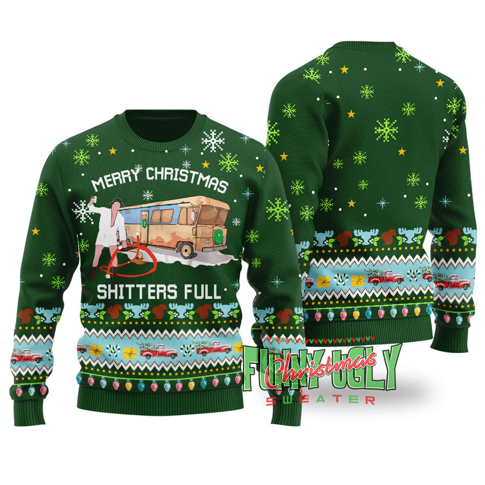 Funny National Lampoon Shitters Full Christmas Sweater Forest Green Personalized Christmas Sweatshirt Gift for Family